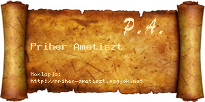 Priher Ametiszt névjegykártya